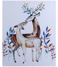 Excited to share the latest addition to my #etsy shop: Deer Mother Love https://etsy.me/2YfOZNI #art #painting #beige #blue #framed #animal #vertical #watercolour #love