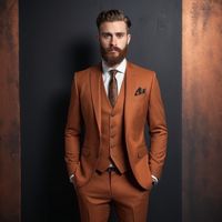 Elevate your style with our exquisite Rust Suit for Men. Crafted with precision and attention to detail, this timeless classic is ideal for weddings, formal events, and special occasions. Our 3 Piece features a slim-fit design, ensuring a sharp, tailored look that combines comfort and sophistication. * Unmatched Elegance: This Rust suit exudes refined elegance, making you stand out on your big day. * High-Quality Fabric: Crafted from premium materials for ultimate comfort and durability. * Impec