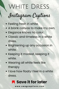 Looking for the perfect words to match your white dress moments? Dive into our curated collection of White Dress Instagram Captions for an extra touch of elegance and flair!