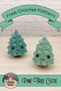 FREE crochet pattern available NOW! |🌲 Pine Tree Cutie 🌲| Part 2 of 3 in the Christmas Cuties collection! The chilly sting of winter’s welcome on your cheeks as you hunt down the perfect pine tree, the relief of a warm fireplace on your icy mitten-trapped fingers, and the return voyage of so many storage bins waiting to unleash their dusty decor upon the season — Warm up your idle winter fingers with this new pine tree amigurumi pattern!