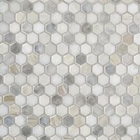 Create a timeless statement with this gorgeous Coastal Ivory Blend 1 in. Multi Finish Marble Mosaic. It is easy to clean and makes it an addition to the room that’s both practical and attractive. This 11 x 11 decorative tile comes in multi color and has a multi finish finish, giving a refined elegance to interior spaces and providing endless design possibilities. Hexagon & octagon-shaped marble create unique eye-catching designs. The Coastal Ivory Blend 1 in. Multi Finish Marble Mosaic in multi