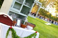 Custom pine hutch beverage station with chicken wire