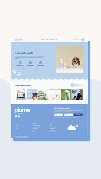 Playful, bespoke Shopify contact page design for Plume care, a passionate brand that's on a mission to create human-standard gentle pet care products combining nature’s finest ingredients with science. If you love this website and want to learn more about working together on your new Shopify or Squarespace website, head over to my website for a full breakdown of my packages and get in touch!