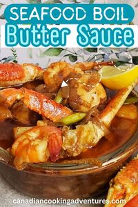 Seafood Crab and shrimp boil in a butter sauce with lemon