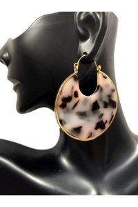 Pink and Black Round with Gold Accents Medium weight earrings Weight: 26g Hoop Earrings Tortoise Design Color Zinc Alloy Round Earrings