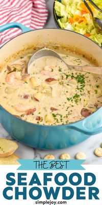 My Seafood Chowder Recipe is such a delicious and hearty soup that is so easy to make. My no-fail instructions will make you look like a cooking star.