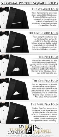 5 Formal Pocket Square Folds - MyTuxedoCatalog.com