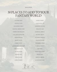 struggling with fantasy worldbuilding? this master list of 30 fantasy locations is for you! 🧚🏻‍♀️✨