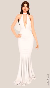 a sims 4 female sim wearing a cc wedding dress