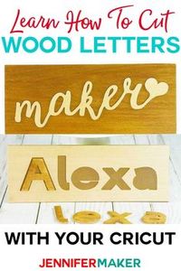 Learn how to cut wood to make names, letters and monograms on the Cricut! These make great personalized signs, puzzles, and cake toppers!    #cricut #cricutmade #cricutmaker #cricutexplore #diy #tutorial