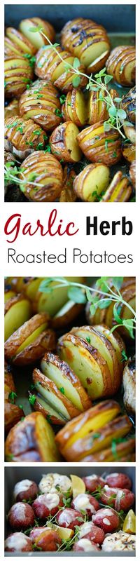 Garlic Herb Roasted Potatoes – the easiest and delicious roasted potatoes with olive oil, butter, garlic, herb and lemon!! | rasamalaysia.com