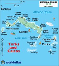 Turks and Caicos Large Color Map