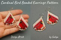 Red Cardinal Bird Beaded Earrings Pattern for DIY Crafts