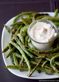 Roasted Green Bean Fries with Creamy Dipping Sauce! These fries are amazing and even taste better than potato french fries!!!