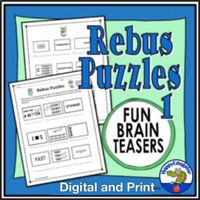 Rebus Puzzles 1 Brain Teasers Printable and Digital Easel Activity