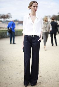 Lauren Santo-Domingo wide leg trousers.