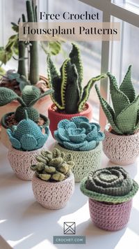 Create beautiful crochet houseplants with these free patterns. Ideal for crafting long-lasting, handmade decor that brightens up any space