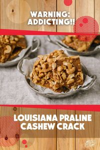 Who knew that graham crackers, cashews, butter, brown sugar, vanilla, and salt could turn into something so magical? This Louisiana Praline Cashew Crack will make you a believer. Melt together butter and sugar and pour it over graham crackers and sprinkle with cashews, bake until bubbly, and it turns into a crisp toffee that you break into the most addictive snack ever. For more recipes and ideas visit DixieCrystals.com and pin your favorites! Made this recipe? Show us! #dixiecrystals #gifts