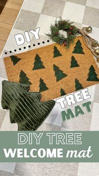 Kelsey + Ryan Mansingh | DIY & Renovation on Instagram: "Easy DIY holiday doormat 🎄I used the color BEHR Vine Leaf and stencil brushes- it was SO EASY! #holidaydiy #christmasdiy #diy #diycraft #christmascraft #holidaycraft"