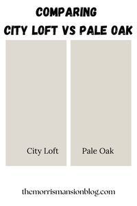 Comparing City Loft Sherwin Williams vs Pale Oak Benjamin Moore. Both are warm grays or greige paint colors. I love these paint colors because of their versatility.