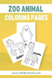 Enjoy these free printable zoo animal coloring pages for kids. Find more coloring pages & activities for the family at LittleBeeFamily.com.