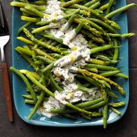 Asparagus and Green Beans with Tarragon Lemon Dip Recipe: How to Make It