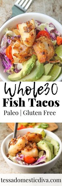 Paleo Fish Tacos #paleofishtacos #glutenfreefishtacos #crispyfishtacos #whole30fishtacos #lowcarbfishtacos