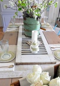 LittleThings.com : Or keep it simple by painting an old shutter, laying it flat, and making it a quaint centerpiece. : Learn How To Use Old, Useless Shutters In Brilliant Ways!