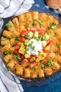 Taco Tater Tot Casserole takes a classic family favorite and gives it a spicy twist!