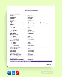 A patient intake form is a document used by healthcare providers to collect a patient's personal information, medical history, and current health concerns. This form aids in accurate diagnosis and treatment planning. This free patient intake form can help you in making one.