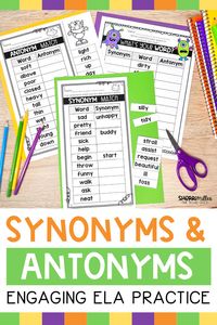 Bring excitement to your vocabulary lessons with these synonyms and antonyms worksheets and digital activities! Designed for 2nd, 3rd, and 4th grade students, these resources are perfect for the elementary language arts classroom. With both digital and printable options, they’re great for whole class lessons, ELA centers, or independent practice. These NO prep materials make teaching grammar simple while helping students build key language skills. Grab this resource today!