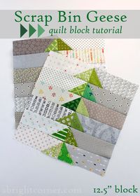 Scrap Bin Geese quilt block tutorial from A Bright Corner