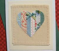 Hand-stitched card by Helen Drewett with beautiful vintage fabrics and silk bow | eBay