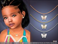 The Sims Resource - Mother Of Pearl Butterfly Pendant Necklace For Toddlers