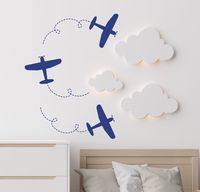 "Airplane Wall Decal Set - Airplane Stickers - Set includes 3 Planes - Airplane Decal - Kids Room Decal - Boys Decal - Airplane Sticker ** Image shown may not be to scale.  Please double check your measurements. Set of 3 Airplane Decals. Your choice of colors. Choose the same color for all 3 or choose 3 different colors!  If you wish to have the airplanes in different colors, please add your color choices in the message box at checkout. Airplanes and trails come separate, allowing you to place h