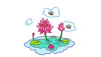 Digital art of lotus(water lily) on a pond with floating leaves and bees buzzing around for flowers aroma.
- VIJAY

Software: Pencil2D 
Hardware: HP Notebook & Mouse