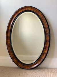 Edwardian oval veneered bevelled mirror – Custodian Antiques