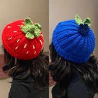 For guidance, the average adult hat size is 22"! :) Please message me privately for adjustments or commissions.  Currently there is only the Strawberry + Blueberry Beanies available! PLEASE READ  Shipping: Express delivery is made within 1-2 days of the placement of your order. The delivery time does not change. If you place an order on Tuesday, it will be shipped within 1-2 days and arrives in 1-5 days. 1-day delivery is made the same day your order is placed and is shipped off within 24 hours.