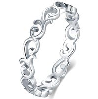 Amazon.com: BORUO 925 Sterling Silver Ring Celtic Knot Heart High Polish Tarnish Resistant Eternity Wedding Band Stackable Ring Size 8: Jewelry