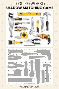 Tool Pegboard Shadow Matching Game - Mrs. Merry