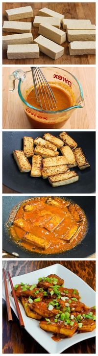 Spicy Vegan Peanut Butter Tofu with Sriracha I wasn't crazy about the sauce. I think maybe the Siracha made it too vinegary for my taste. So I added 2-3 tablespoons of brown sugar and 1 1/2 tablespoons EXTRA peanut butter and it tastes so much better to me. More like a peanut satay sauce. Next time I would try crushed red pepper for spice instead of Siracha.