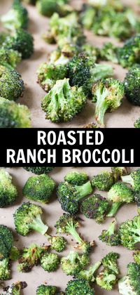 Roasted Ranch Broccoli is the best way to make broccoli! Fresh broccoli tossed in olive oil, ranch seasoning mix, and grated Parmesan before being roasted until crispy on the outside and tender inside.