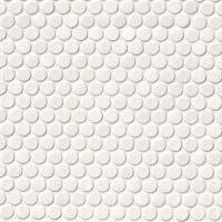 Breathe new life into your space with White Glossy Penny Round Mosaic Tile. These porcelain mosaics combine classic white penny rounds with a glossy finish for a versatile retro vibe. Create a bold statement with contrasting grout or a unified look with matching grout. Greenguard certified for healthy interiors, this tile shines on backsplashes, countertops, walls, and even residential floors, and complements a variety of subway, arabesque, and ceramic wall tiles.