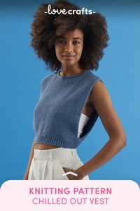 Stay cool and stylish on warmer days with the Chilled Out Sweater Vest knitting pattern! Perfect for pairing with shorts and a cute bralette, this fun tee is ideal for beach strolls or city shopping sprees. Crafted with simple stitches, it's a quick-to-knit staple that adds a touch of casual charm to any summer ensemble. Get ready to breeze through your knitting project and enjoy those sunny days in style!