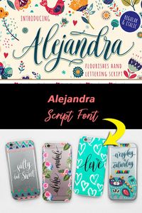 Alejandra is a florishes Handlettering Script. Carefully crafted, comes in regular and italic. Flowing smoothly, perfect for designing book covers, film covers, apparel, cards, logos, posters, etc. Opentype features gives you more alternatives in designing. Files Include (Regular & Italic) .otf .ttf