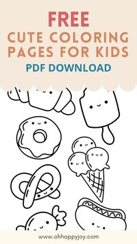 Easy Cute Coloring Pages Free Printables - download PDF coloring pages of cute animals, unicorns, kawaii food drawing. These coloring pages are mainly for kids who wants simple yet cute characters and animals to color as their quiet time activity or arts and crafts time.