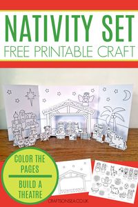 Grab this free printable nativity set and make a cute theatre set to play with. Just color, cut and stick to make this free nativity craft.