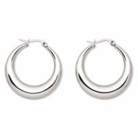 Surgical Stainless Steel Puffed Hoop Earrings 34mm (About 1-1/4") Silver Color With Polished Finish Pd 0046 M16552jd