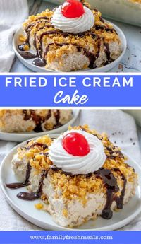 Fried Ice Cream Cake recipe - Family Fresh Meals #cake #mexican #friedicecream #icecreamcake #cornflakes #icecream #homemade #dessert