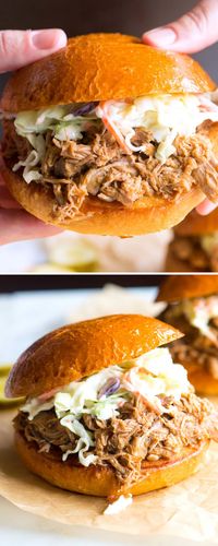 How to effortlessly make slow cooker pulled pork perfect for sandwiches, salads, and tacos. For a quicker version, we have also shared how to make this pulled pork using a pressure cooker or Instant Pot.